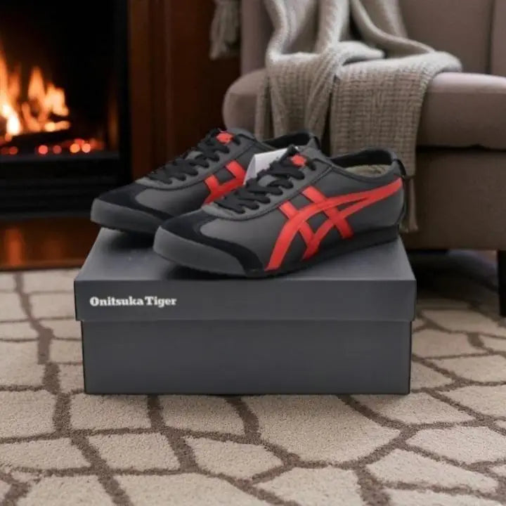 Onitsuk_a Tiger Mexico 66 Black Classic Red Mens First Copy Sneakers D-1946