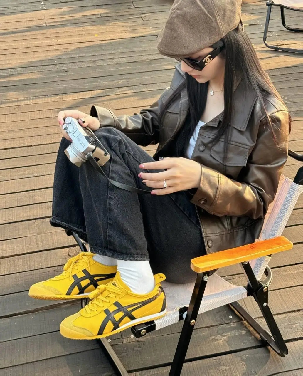 Onitsuk_a Tiger Mexico 66 - YellowBlack Girls Premium First Copy Sneakers D-1915