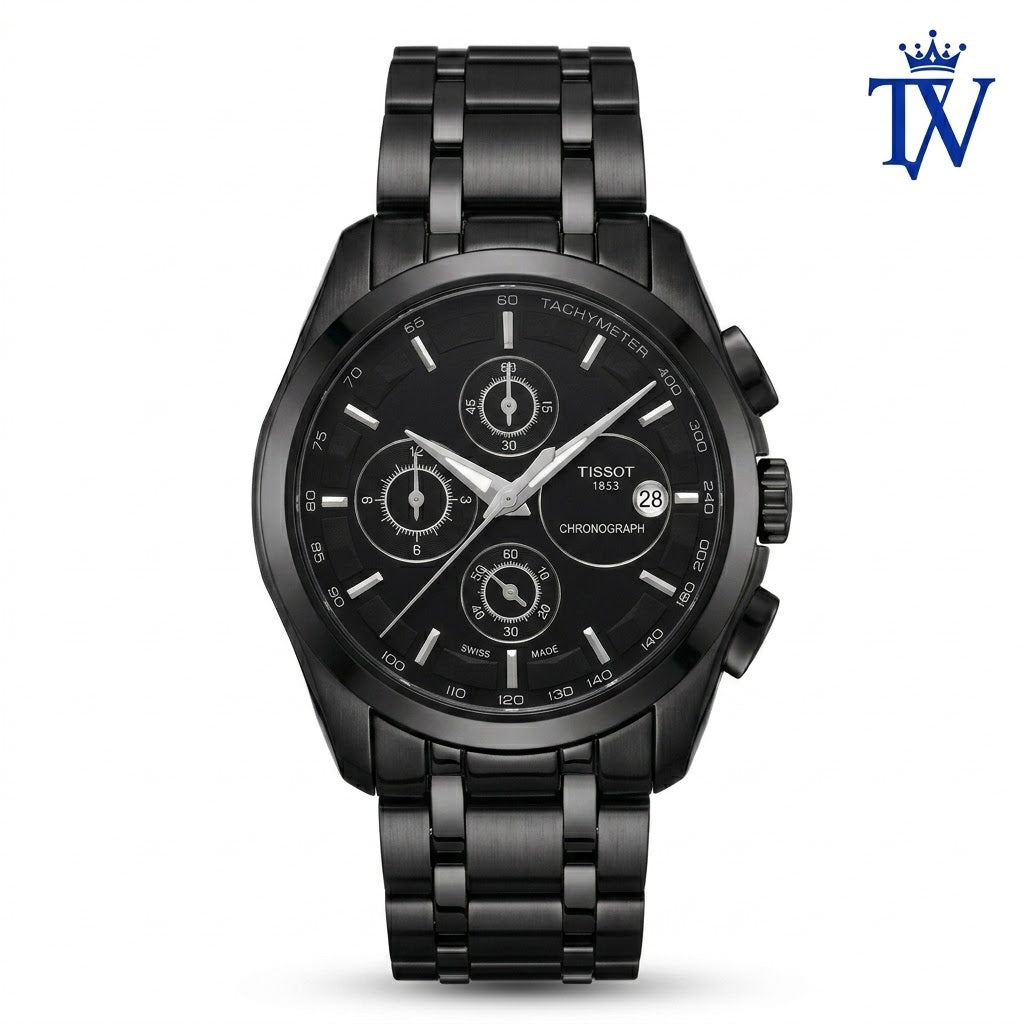 Tissot 1853 Chronograph Black Dial Men's Watch Front View Master Quality