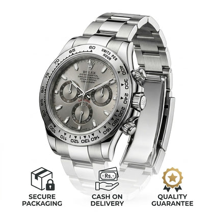 Rolex Daytona Silver Dial with Chromalight Luminous Hour Markers Detail