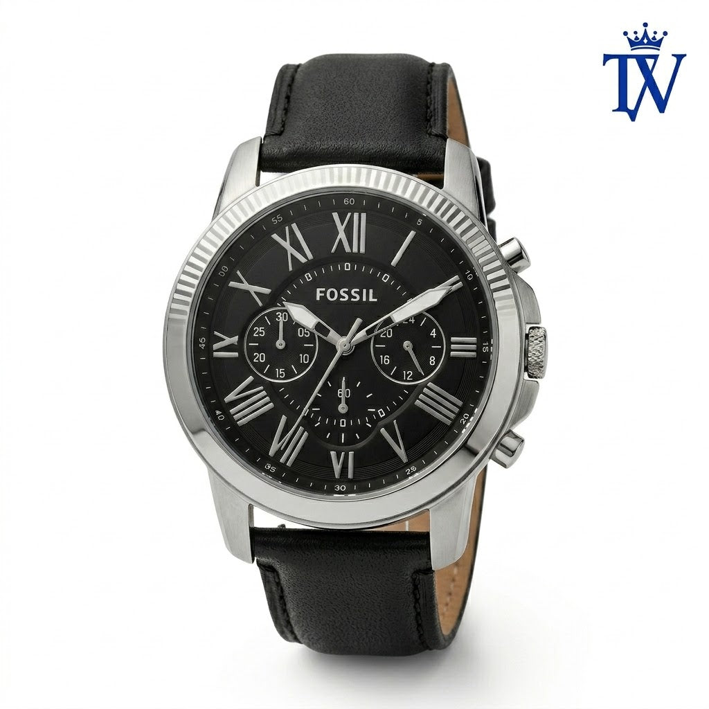Fossil Grant FS4812 Black Dial Men's Chronograph Watch Front View