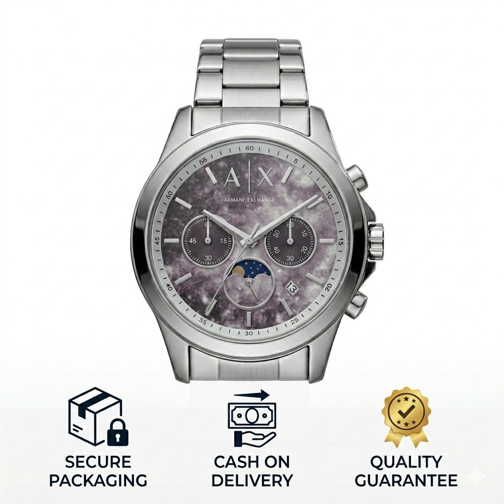 Armani Exchange Stainless Steel Bracelet with Polished Links Texture Detail