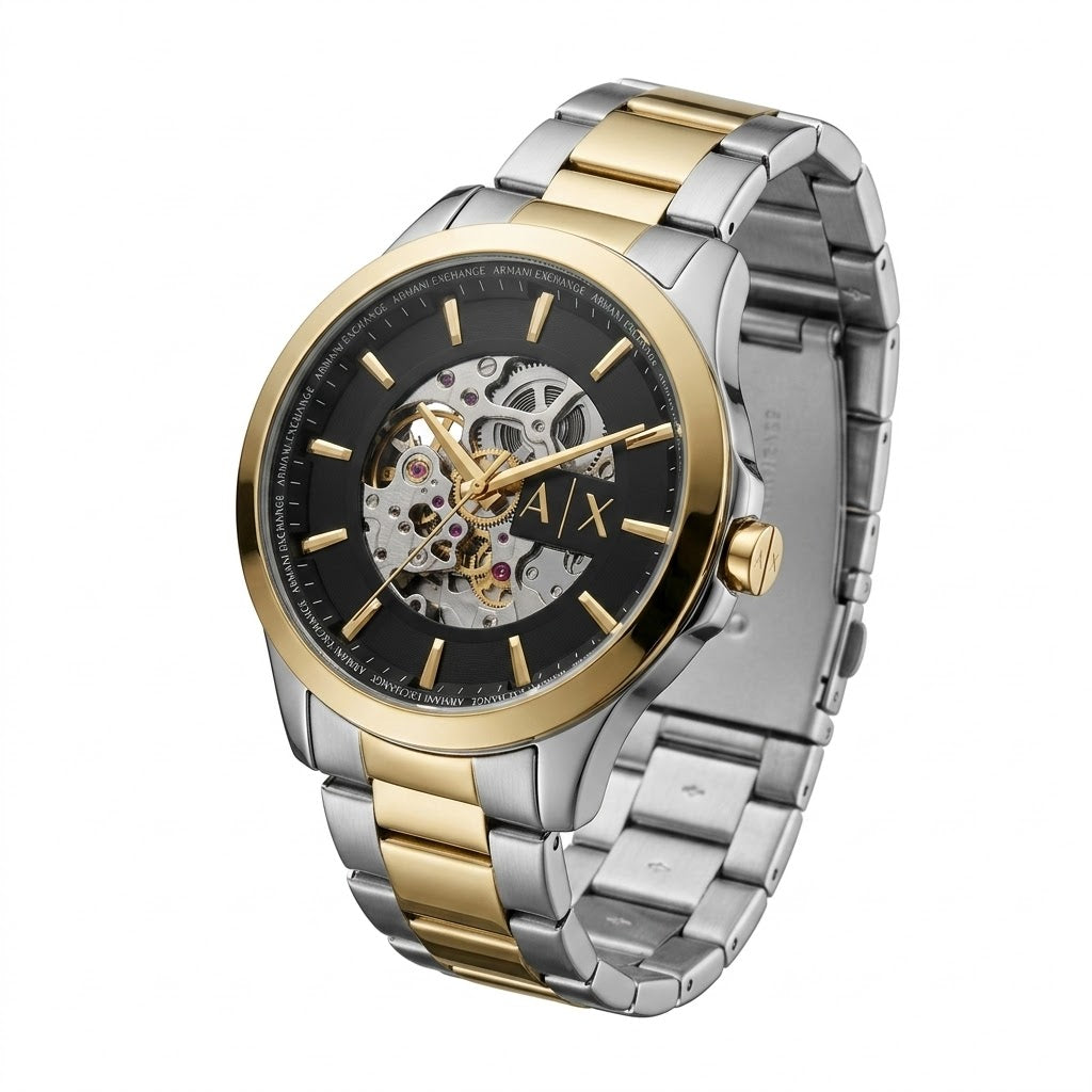 Armani Exchange Gold-Tone Stainless Steel Bracelet and Link Texture Detail