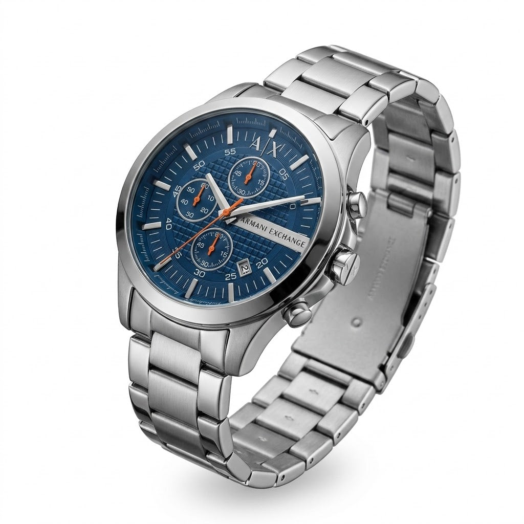 AX2155 Blue Sunray Dial with Functional Chronograph Sub-dials Detail