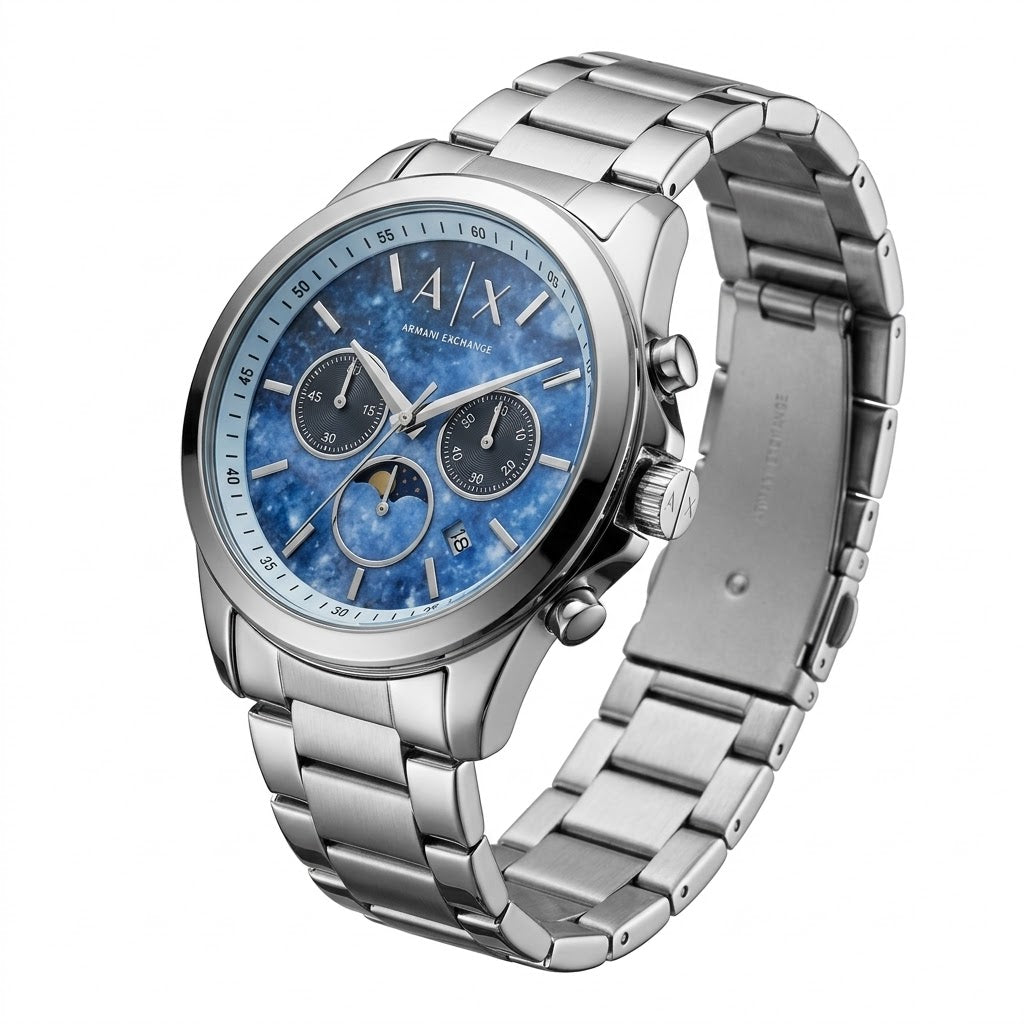 AX1736 Blue Textured Dial with Multifunction Day-Date Sub-dials Detail