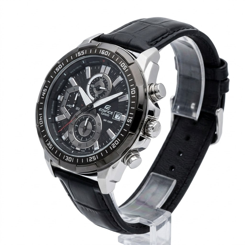 Casio Edifice Black Dial with Luminous Hands and Functional Sub-dials Detail
