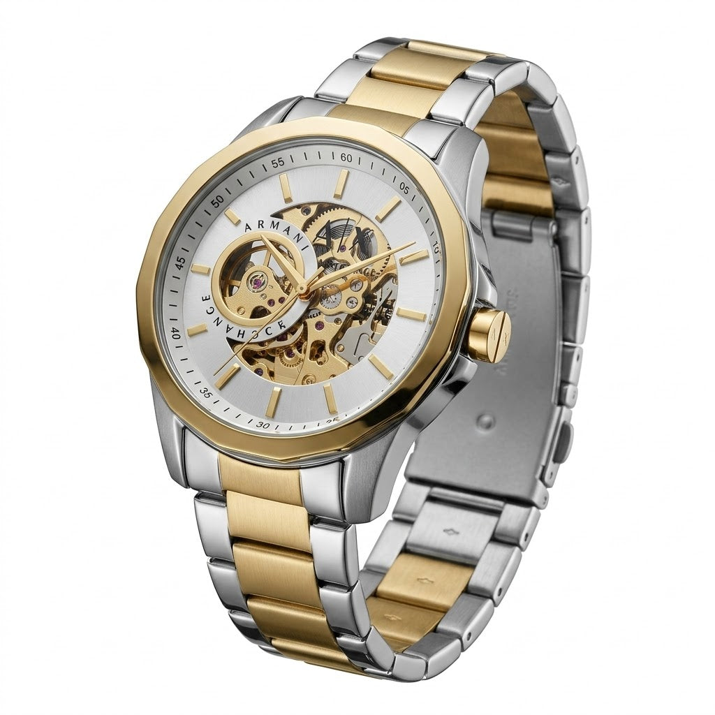 AX J1795 Skeleton Dial showcasing Gold-Tone Mechanical Gears Detail