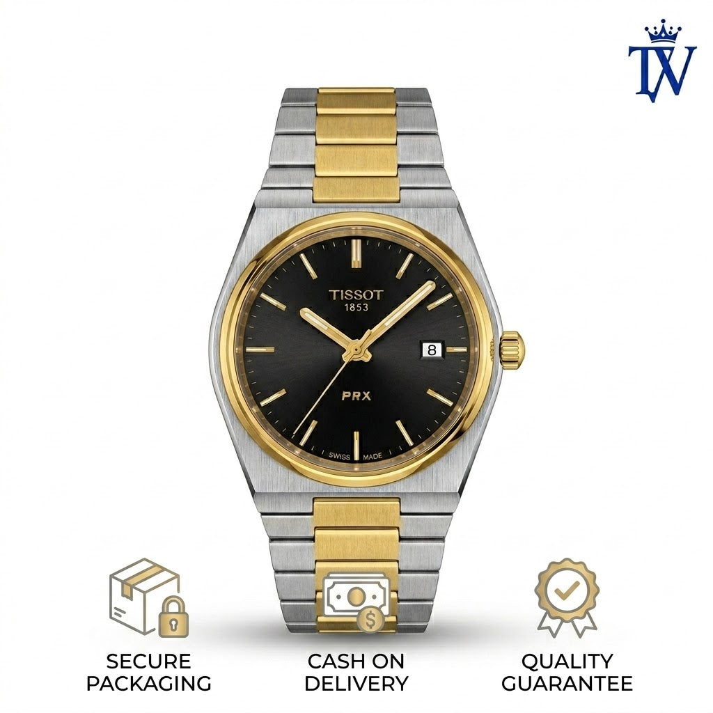 Tissot PRX Two-Tone Integrated Bracelet with Gold and Silver Links