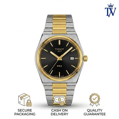 Tissot PRX Two-Tone Integrated Bracelet with Gold and Silver Links