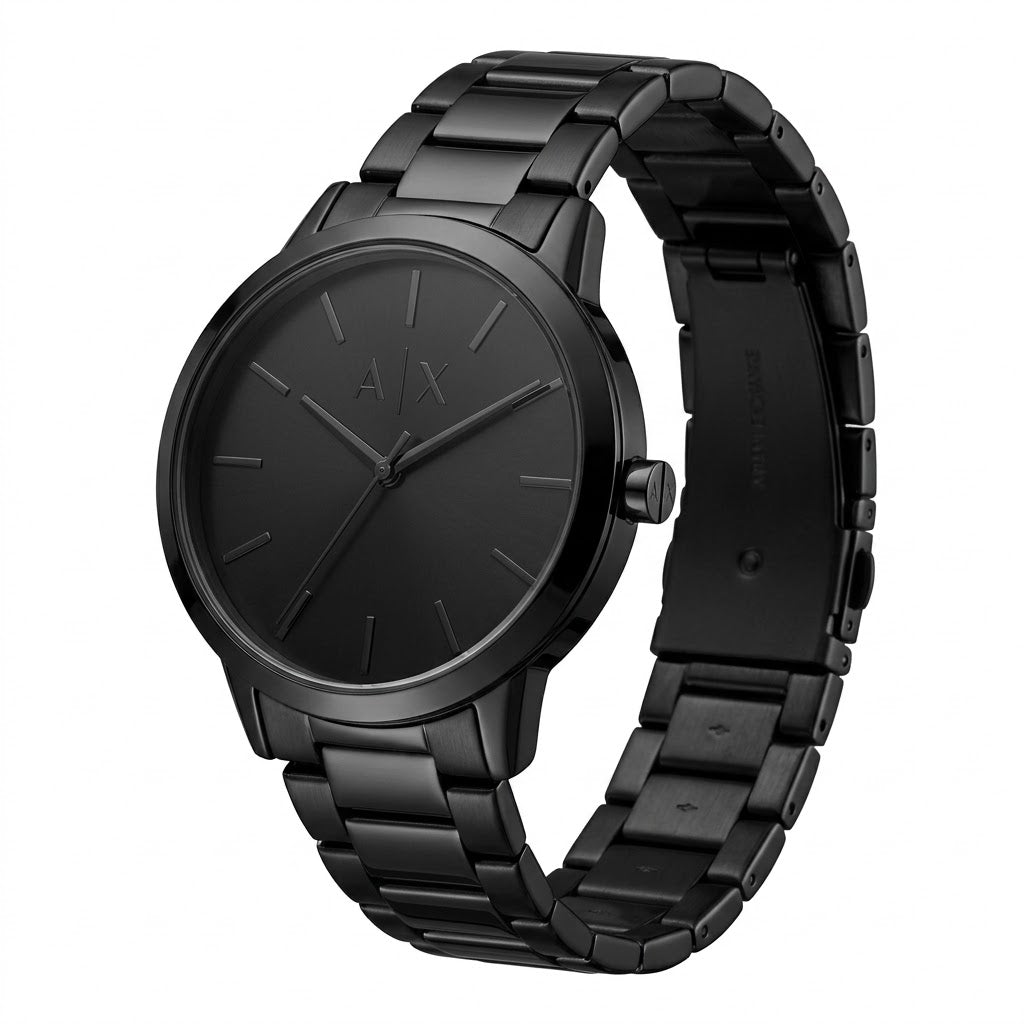 AX2701 Minimalist Black Dial with Tonal AX Logo and Hands Detail