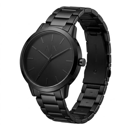 AX2701 Minimalist Black Dial with Tonal AX Logo and Hands Detail