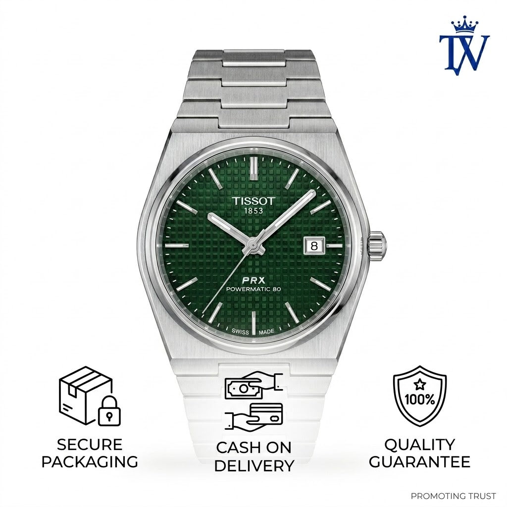 Tissot PRX Integrated Stainless Steel Bracelet with Brushed Finish Detail
