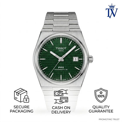 Tissot PRX Integrated Stainless Steel Bracelet with Brushed Finish Detail