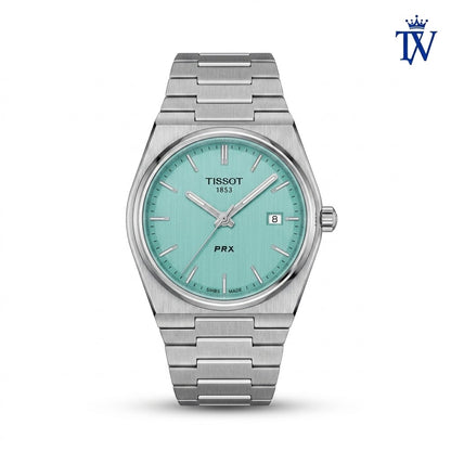 Tissot PRX Light Blue Ice Blue Dial Stainless Steel Watch Front View