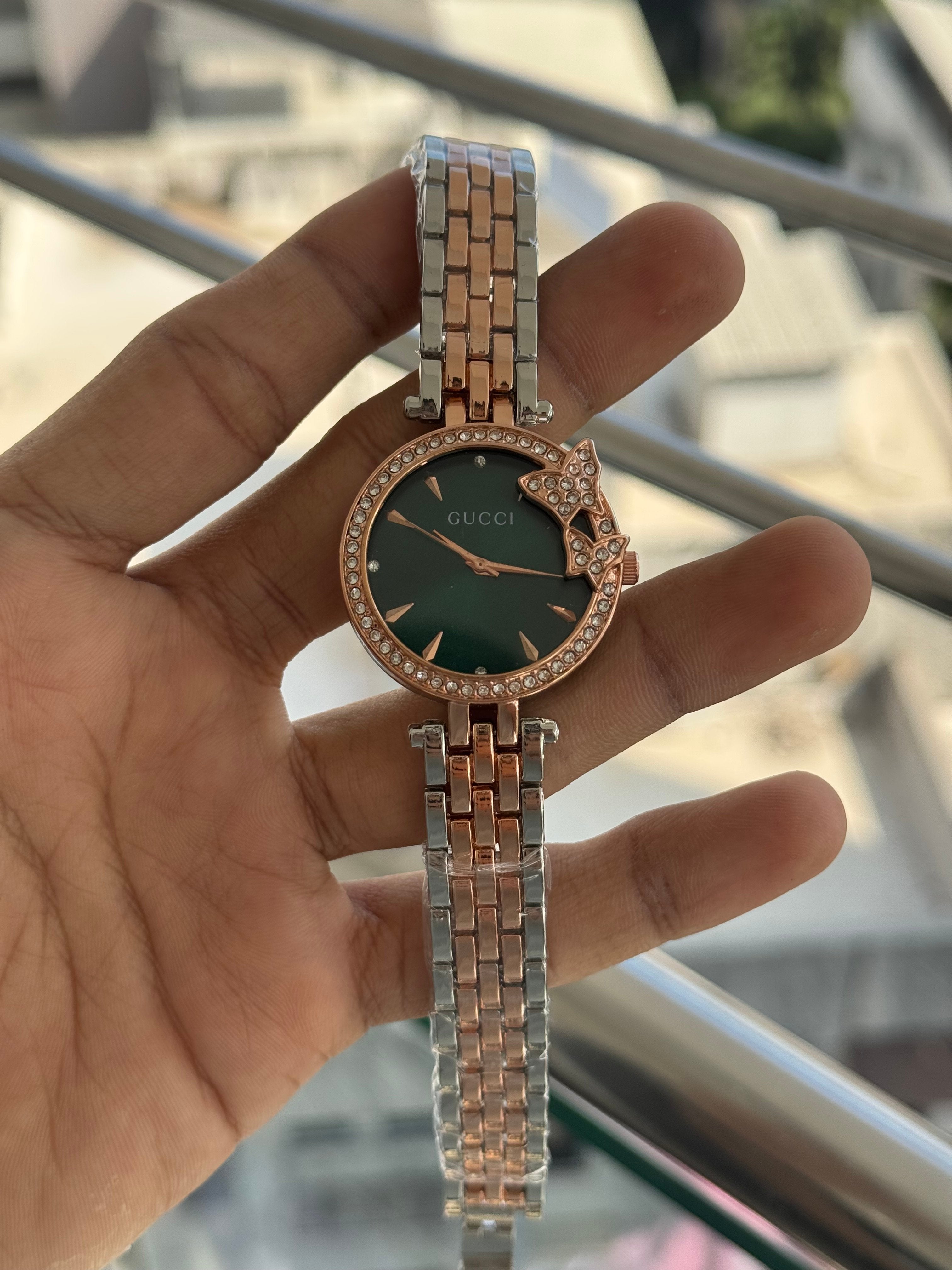 Gucci Diamond Dual Tone Green Dial Premium Watch