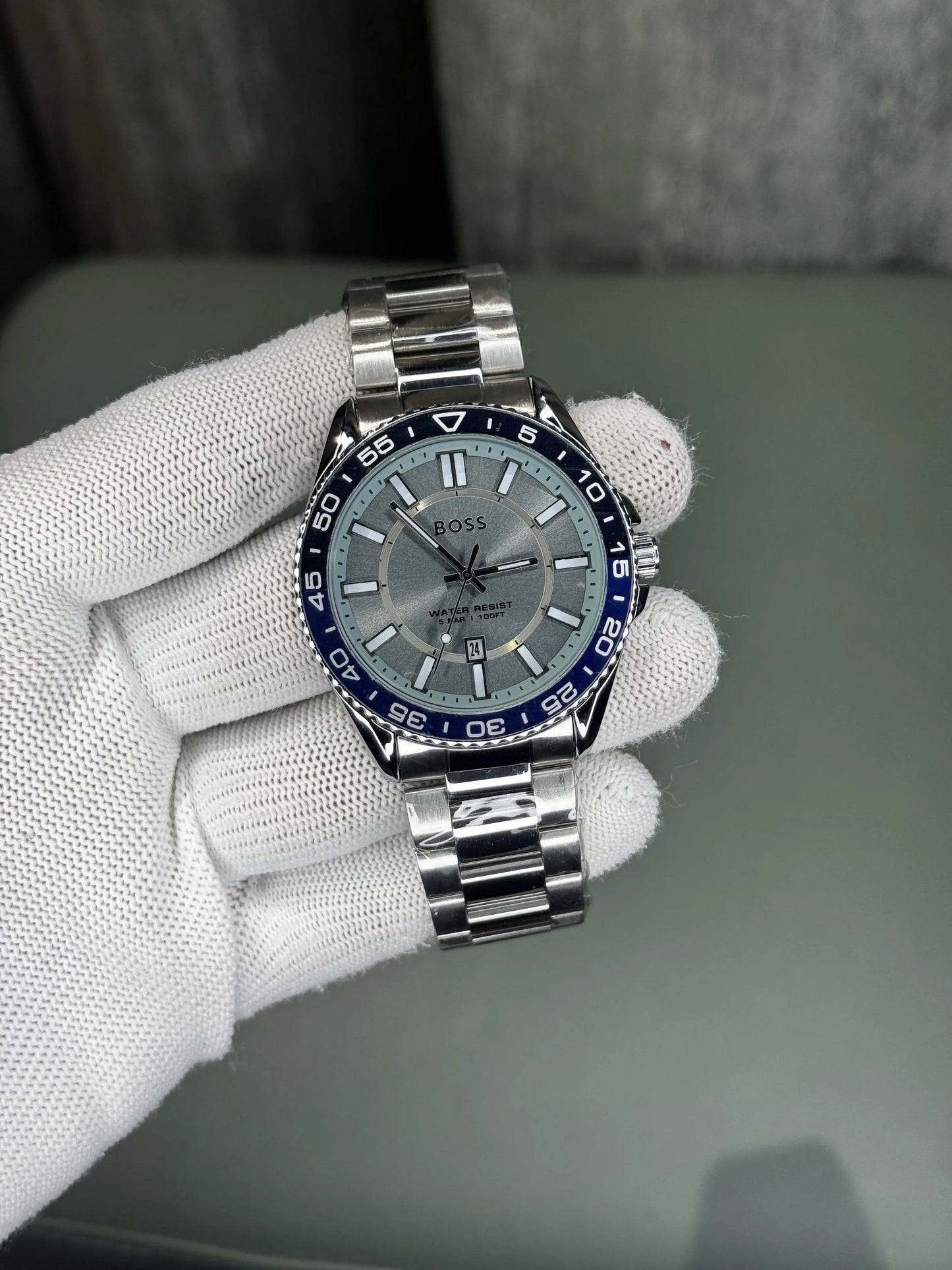 Hugo Boss Runner Silver Blue Premium Watch