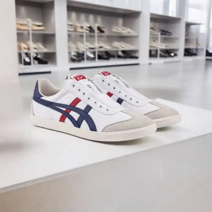 Onitsuk_a Tiger Tokuten Slip-On White Blue Red  Mens 7A Premium (D-1654 P-1)