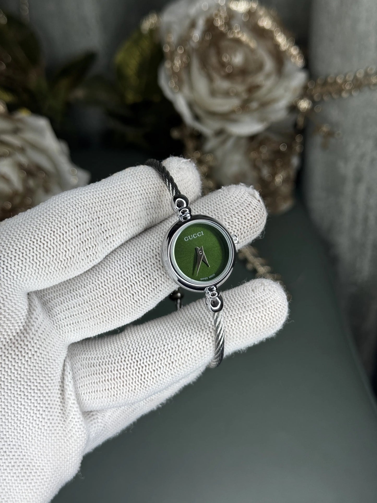 Gucci Bracelet Silver Green Premium Watch
