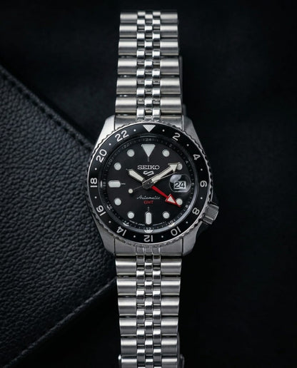 Seiko 5 Sports GMT All Black Stainless Steel Watch | Premium Edition