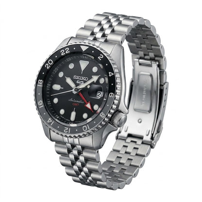 Seiko 5 Sports GMT All Black Stainless Steel Watch | Premium Edition