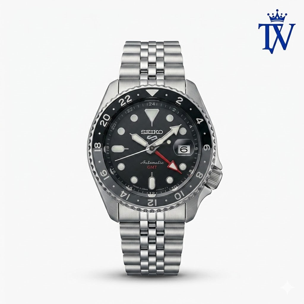 Seiko 5 Sports GMT All Black Stainless Steel Watch | Premium Edition