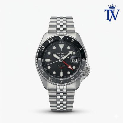 Seiko 5 Sports GMT All Black Stainless Steel Watch | Premium Edition