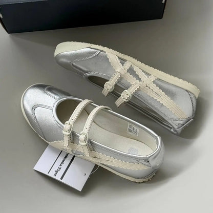 Onitsuka Tiger Mexico 66 TGRS Silver  Cream  7A Premium Ladies Sneakers D-2092