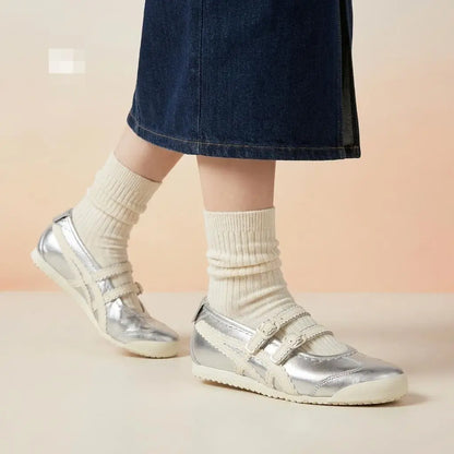 Onitsuka Tiger Mexico 66 TGRS Silver  Cream  7A Premium Ladies Sneakers D-2092