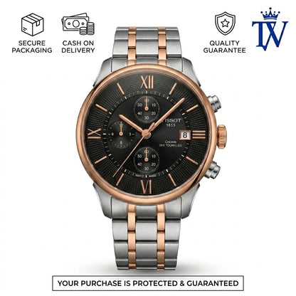 Tissot Chemin Des Tourelles 1853 Inspired Chronograph Watch | Black Dial Two-Tone Edition  2.