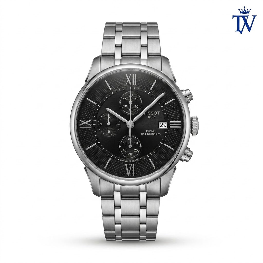 Tissot Chemin Des Tourelles Automatic Chronograph Black Dial Watch | Premium Master Copy