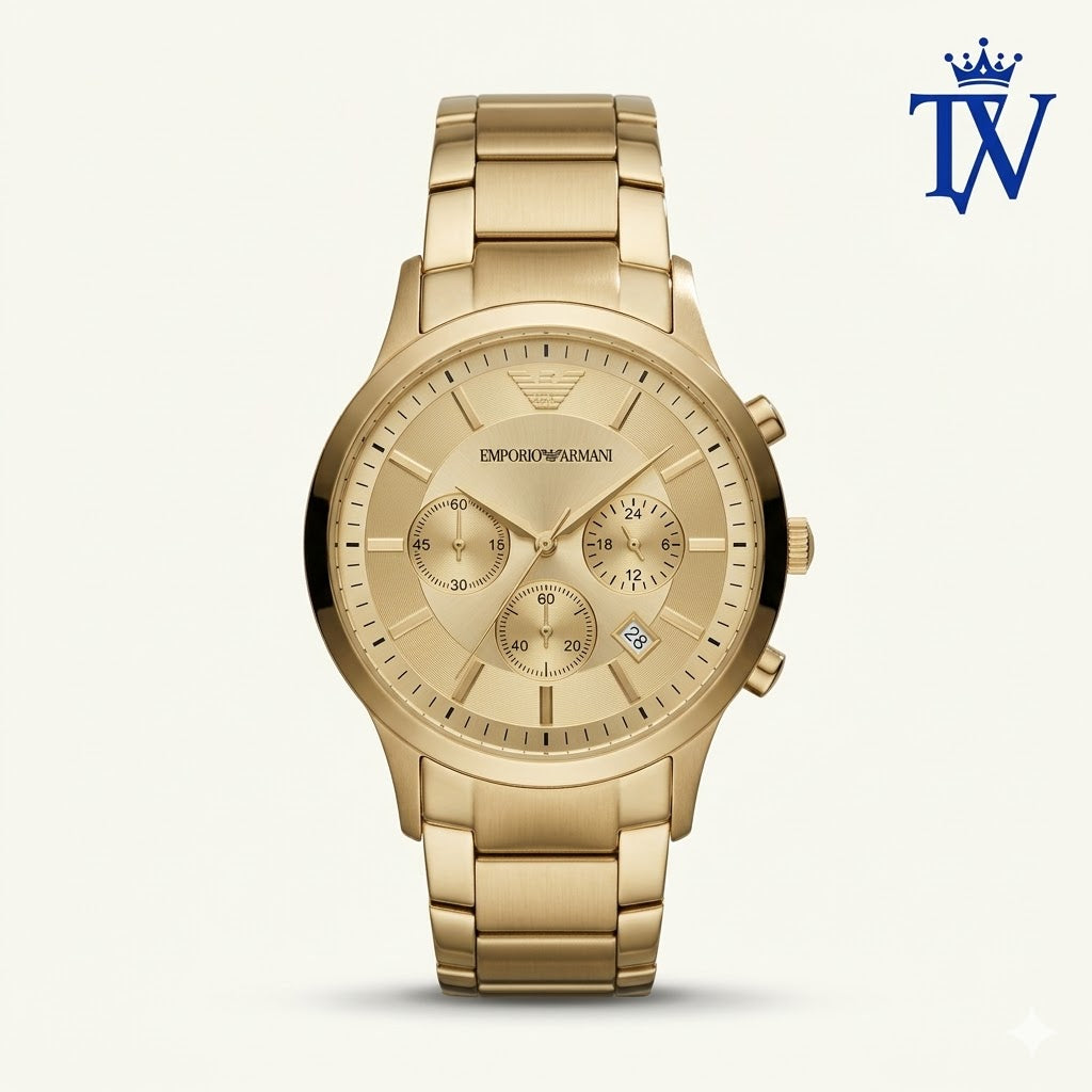 Armani Classic Gold Dial Gold Steel Watch Front View Master Quality