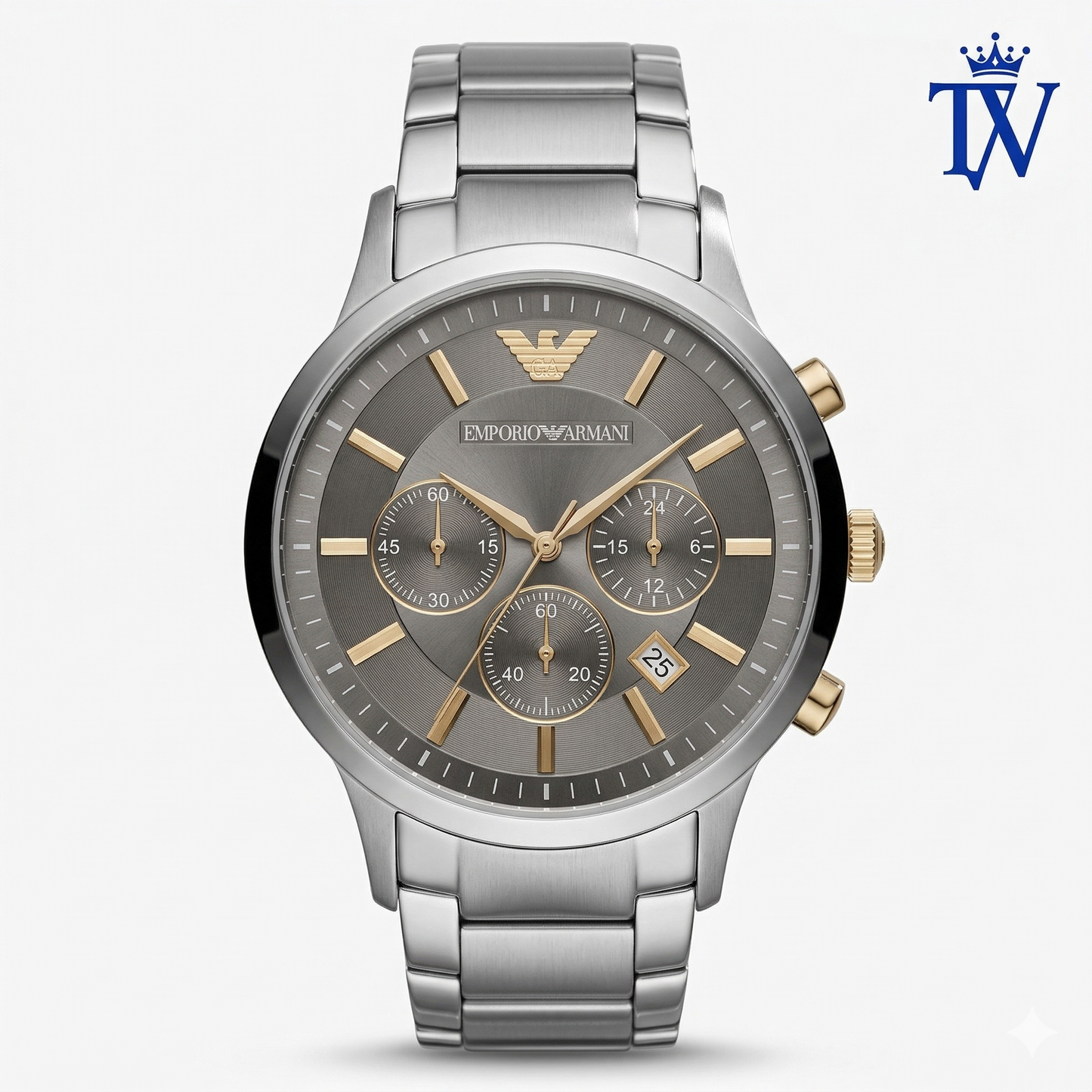 Armani Classic Grey Dial Two-Tone Watch Front View Master Quality