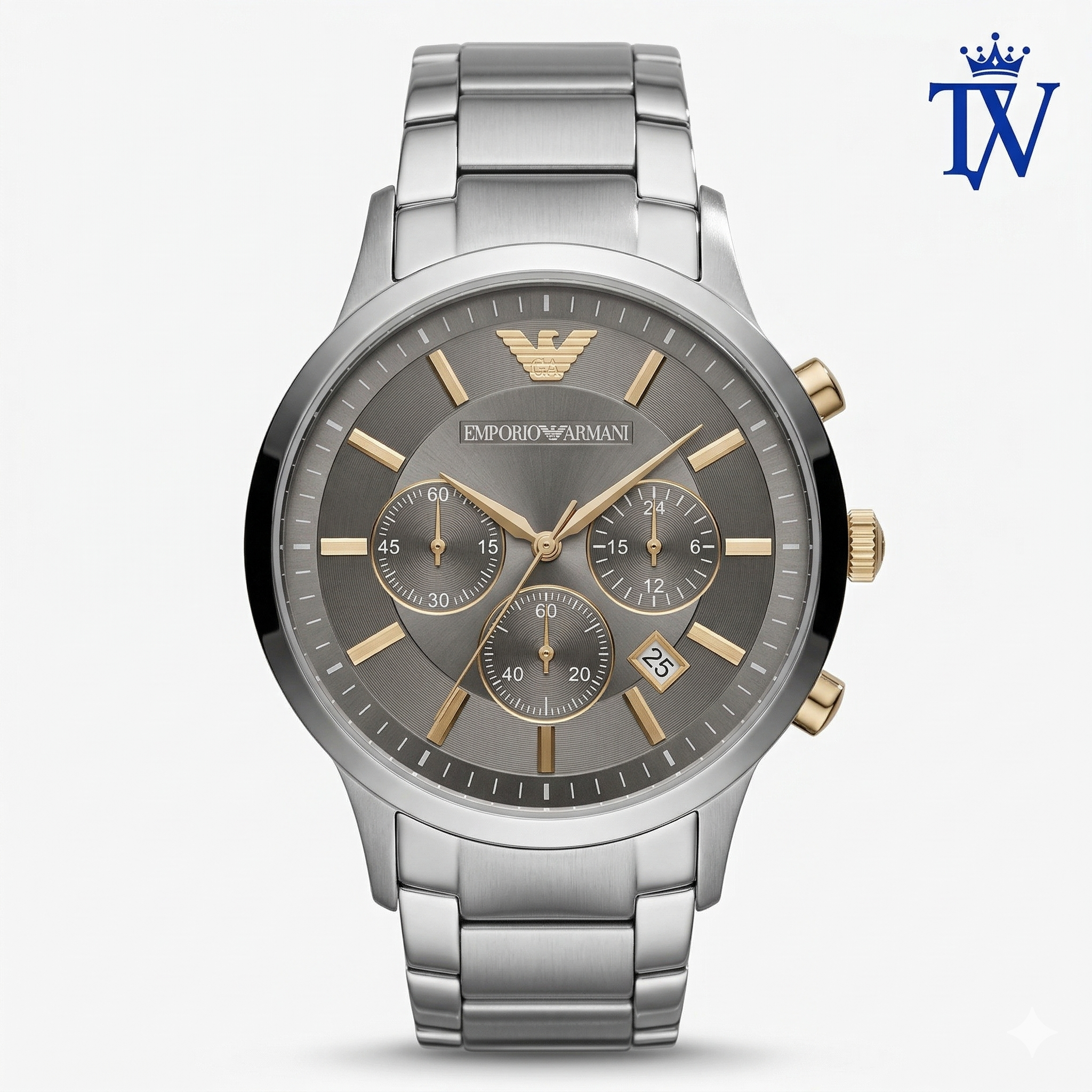 Armani Classic Grey Dial Two-Tone Watch Front View Master Quality