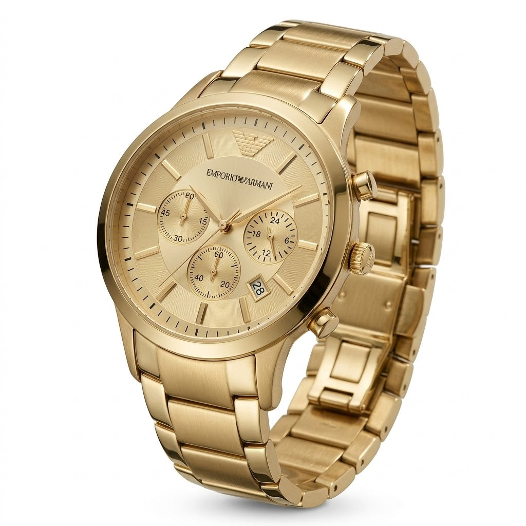Armani Classic Luxury Gold Dial and Eagle Logo Detail