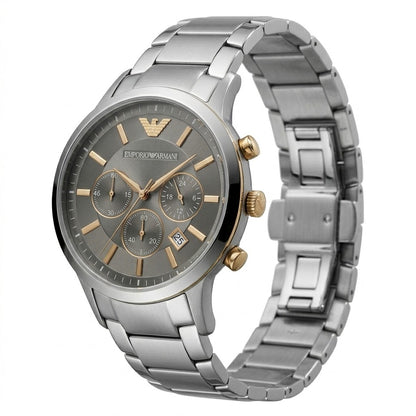 Armani Classic Sunray Grey Dial and Gold Eagle Logo Detail