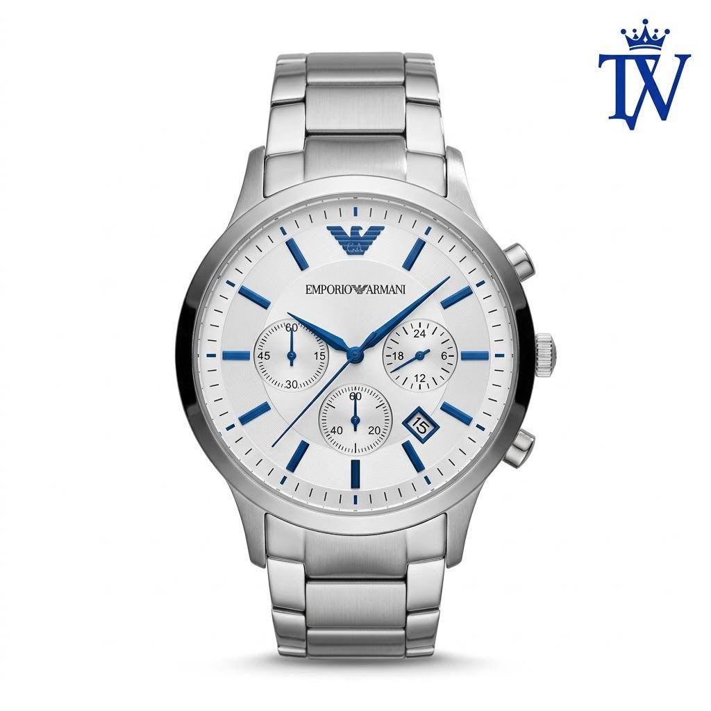 Armani Classic White Dial Stainless Steel Watch Front View Master Quality