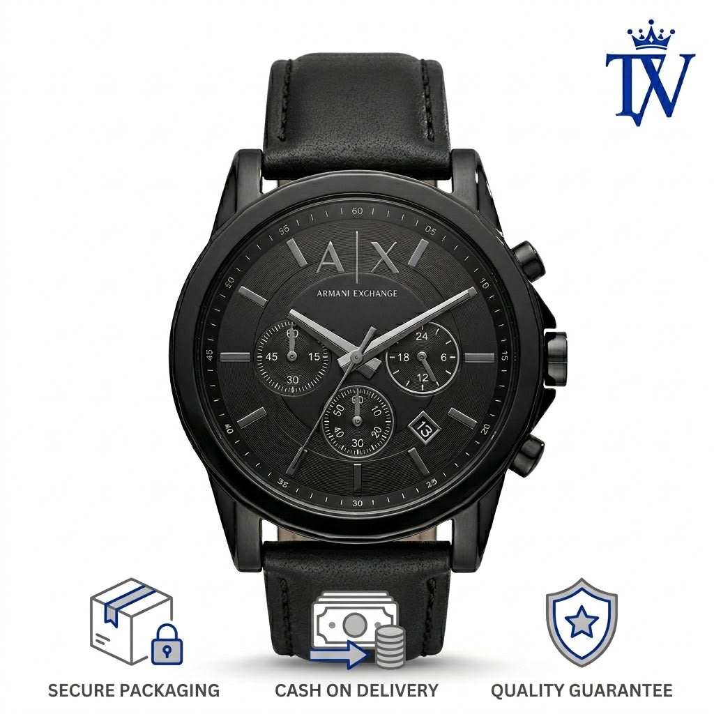 Armani Exchange AX2098 Matte Black Dial with Working Sub-dials Detail
