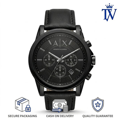 Armani Exchange AX2098 Matte Black Dial with Working Sub-dials Detail
