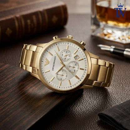 Armani Gold Steel Lifestyle Wrist Shot with Formal Attire