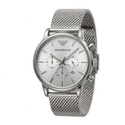 Armani Luigi Black Sunray Dial with Working Chronograph Sub-dials Detail