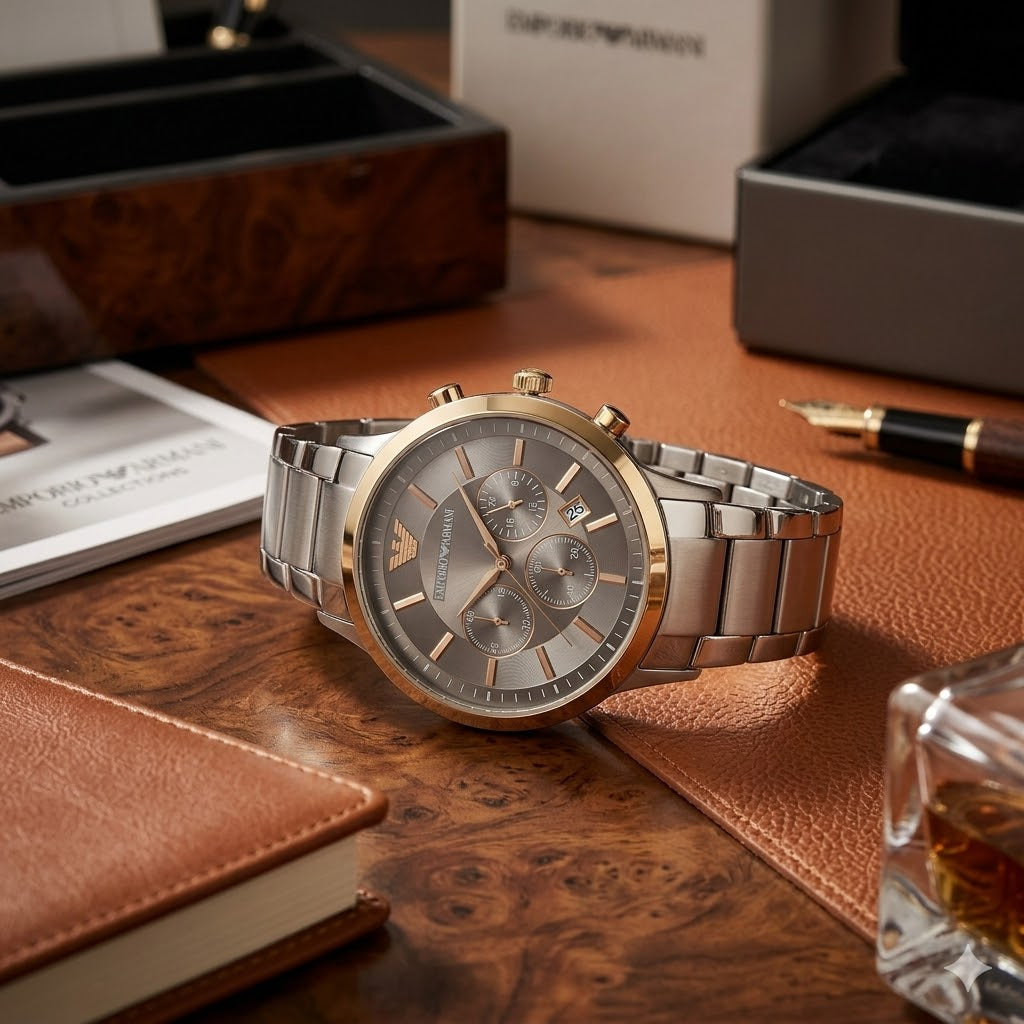 Armani Two-Tone Lifestyle Wrist Shot for Executive Wear