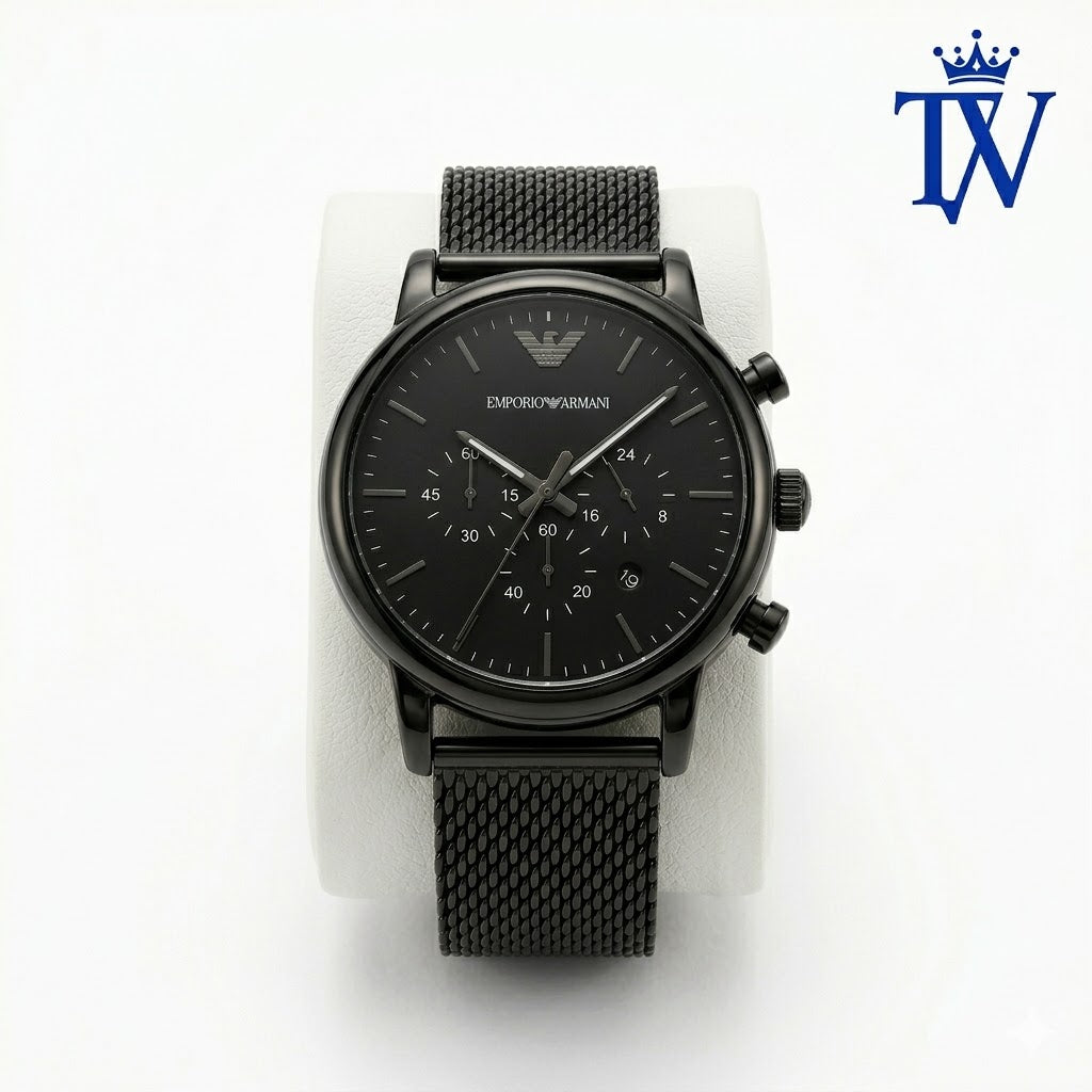 Emporio Armani AR1918 Full Black Chronograph Men's Watch Front View