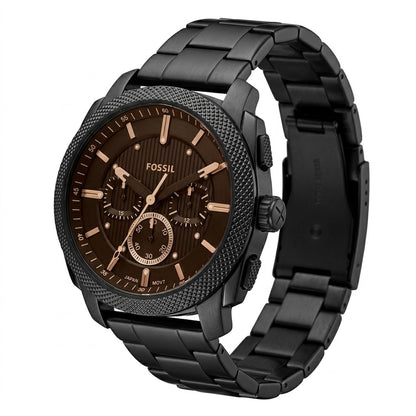 Fossil Black Textured Dial showing Working Chronograph Sub-dials Detail