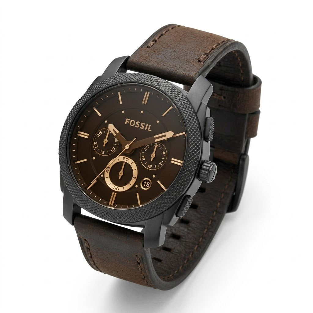 Fossil FS4656 Black Dial Detail showing Working Chronograph Sub-dials