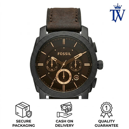 Fossil FS4656 Side Profile with Textured Bezel and Branded Crown