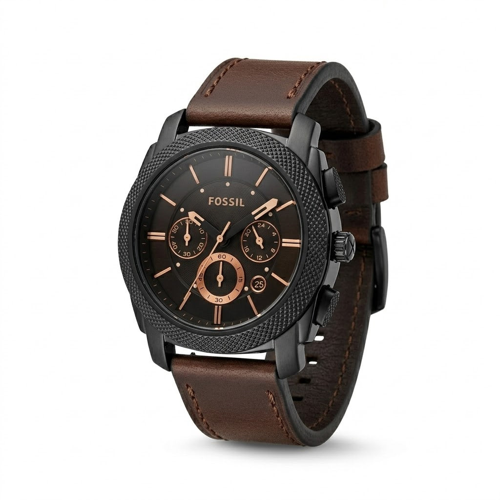 Fossil Machine Quartz Chronograph Movement Back Case Engraving Replica