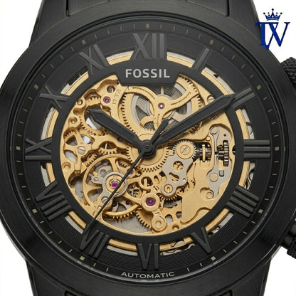 Fossil Skeleton Dial Mechanical Watch Close Up