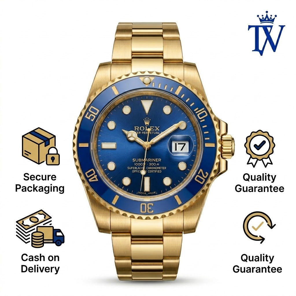Rolex Blue Cerachrom Ceramic Unidirectional Bezel with Gold Numerals Deta