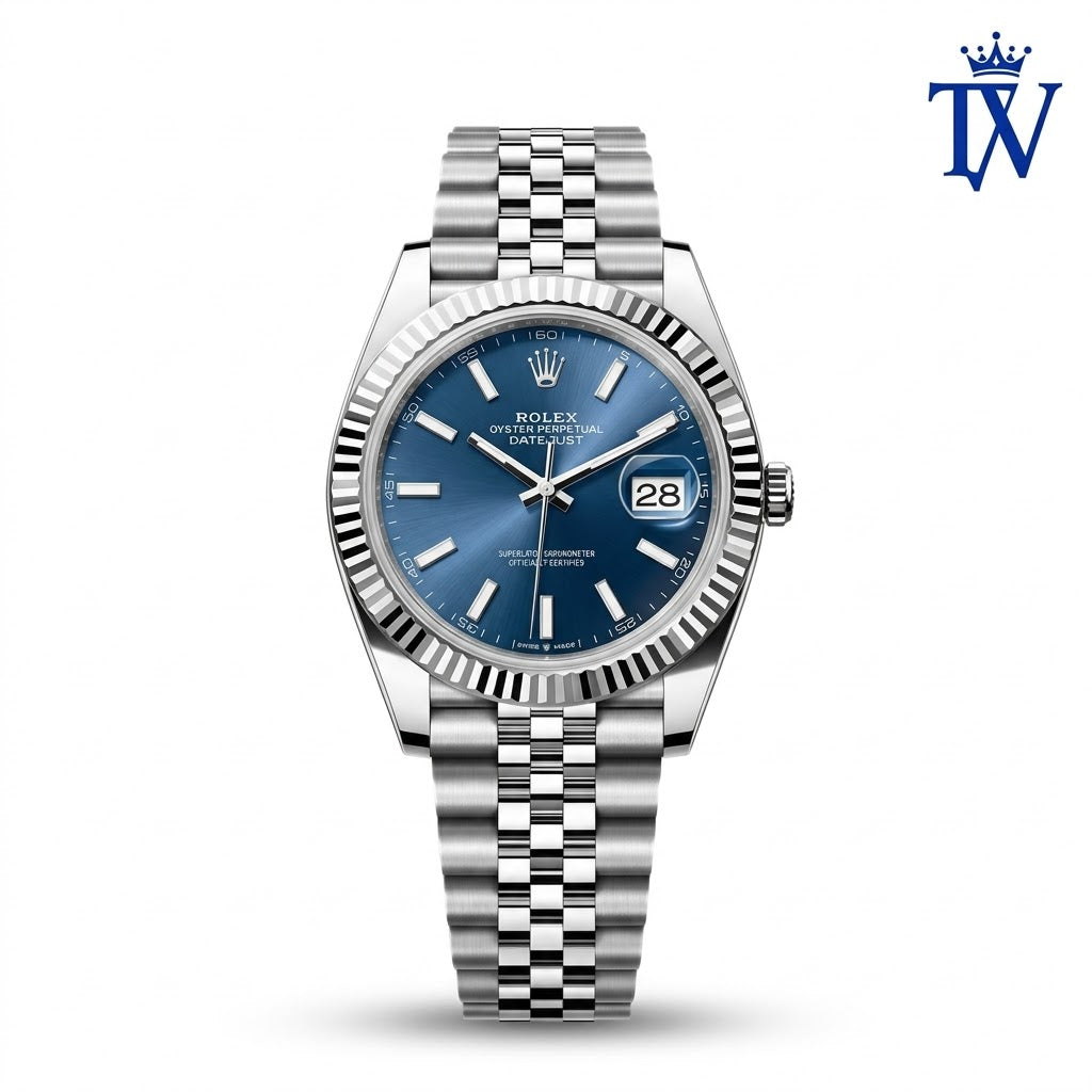 Rolex Datejust 41 Blue Dial Stainless Steel Watch Front View Master Quality