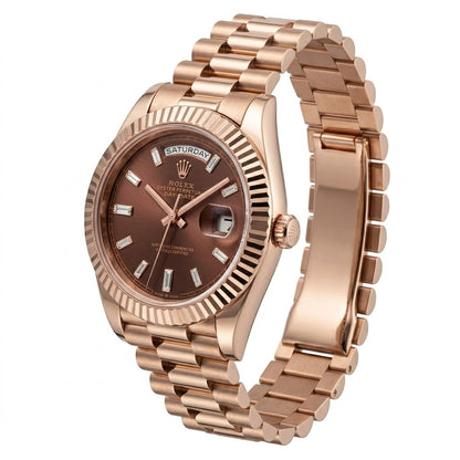 Rolex Day-Date 40 18k Everose Gold Watch Front View Master Quality